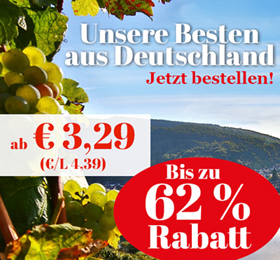 Satte Rabatte auf verschiedene deutsche Weine bei Weinvorteil – ab 3,29 Euro pro Flasche (MBW: 6 Flaschen)