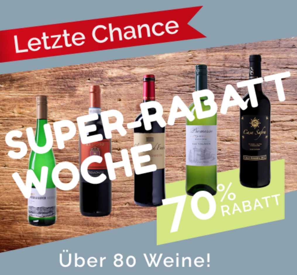 Weinvorteil Rabattwoche mit 81 verschiedenen Weinen – ab 2,49 Euro pro Flasche (MBW: 6 Flaschen)