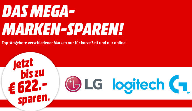 MediaMarkt Mega Marken-Sparen mit vielen Angeboten der Marken LG, Logitech, Sony und Seagate