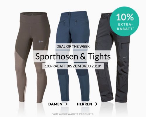 Engelhorn Sports Weekly Deal: 10% Rabatt auf Sporthosen & Tights + 5,- Euro Newslettergutschein