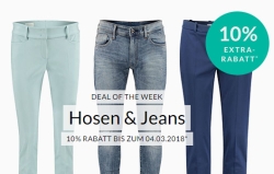 Bis Sonntag: 10% Rabatt auf Hosen + 5,- Euro Newslettergutschein beim Engelhorn Weekly Deal!