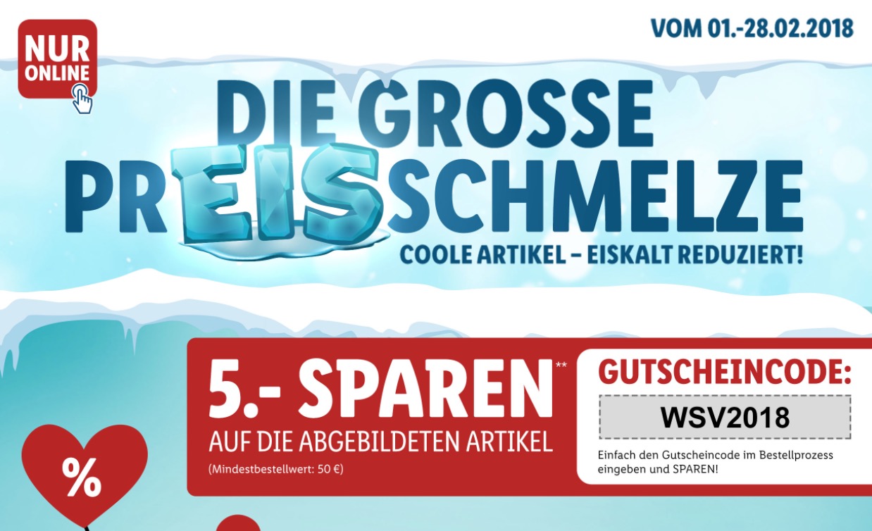 LIDL Winterschlussverkauf mit vielen Angeboten + 5,- Euro Extra-Rabatt ab 50,- Euro Bestellwert