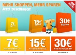 Nur heute: Drei verschiedene Gutscheincodes mit bis zu 30,- Euro Rabatt bei Plus.de