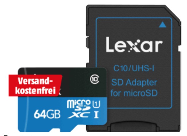 Lexar 64GB Micro-SDHC Karte mit Adapter nur 17,- Euro inkl. Versand