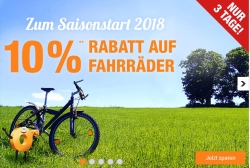 10% Rabattgutschein auf alle Fahrräder im Plus Onlineshop