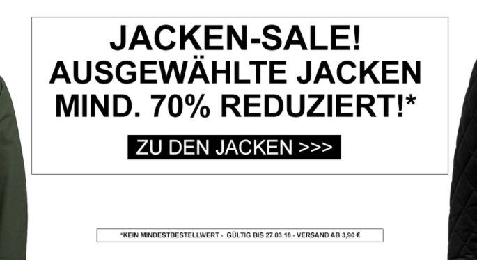 Bis zu 70% Rabatt auf ausgewählte Jacken bei Jeans-Direct im Onlineshop