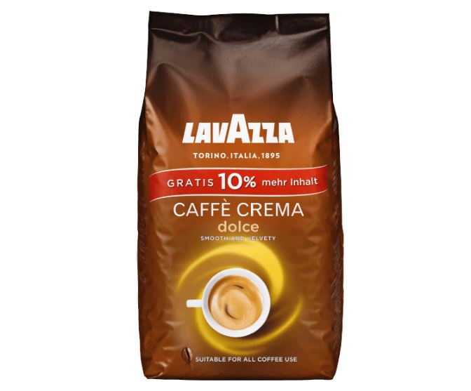 Bis 9 Uhr! LAVAZZA Caffe Crema 1,1 kg Kaffeebohnen und weitere Sorten für nur 9,- Euro inkl. Versand