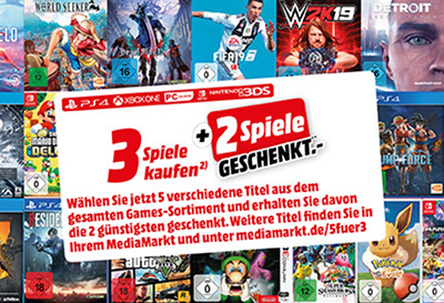 Wieder da! MediaMarkt Games Aktion: 5 Spiele kaufen und nur 3 bezahlen