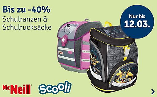 Bis zu 40% Rabatt auf Schulranzen und Schulrucksäcke im myToys Onlineshop!