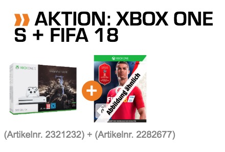 MICROSOFT Xbox One S 500GB Konsole + Mittelerde: Schatten des Krieges + Fifa 18 für nur 169,- Euro inkl. Versand