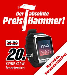 MediaMarkt Preishammer mit verschiedenen XLYNE Smartwatchtes – z.B. mit der XLYNE X29W Smart Watch für nur 20,- Euro