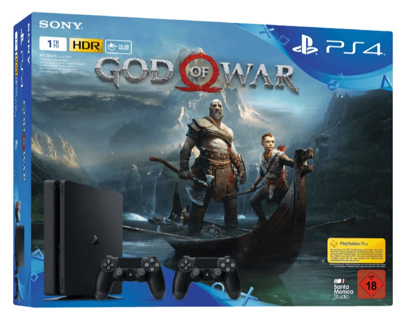 SONY PlayStation 4 (1TB) inkl. God of War und 2. DUALSHOCK 4 Wireless-Controller für nur 299,- Euro