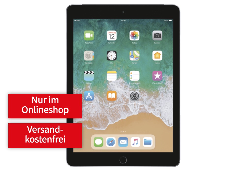 Apple iPad (2018) 32GB Wi-Fi + Cellular nur 169,- Euro inkl. 10GB LTE Telekom Netz nur 19,99 Euro