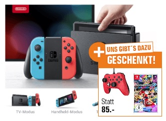 Nintendo Switch + Mario Kart 8 + Wired Controller nur 299,- Euro inkl. Versand (Vergleich 351,-)