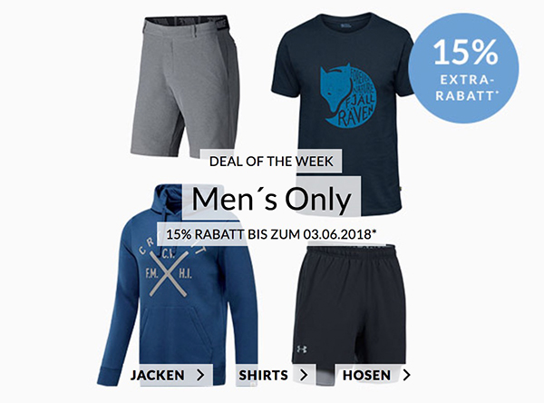 Engelhorn Sports Weekly Deal: 15% Rabatt auf das Men’s Only Sortiment