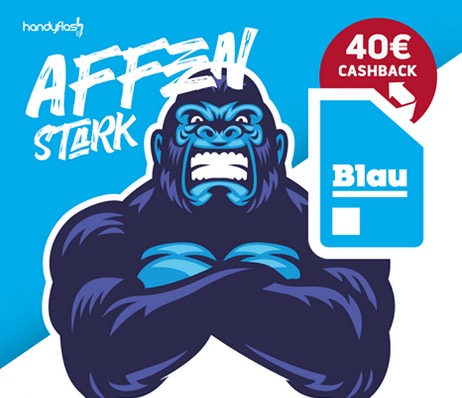 Blau Allnet Flat L mit SMS Flat und 3GB bzw. 5GB Datenvolumen ab 9,99 Euro mtl. – dazu 40,- Euro Cashback
