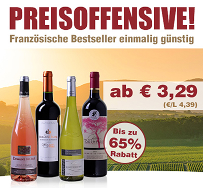 Weinvorteil: Französische Bestseller stark reduziert – ab 3,29 Euro pro Flaschen (MBW: 6 Flaschen)