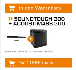 Bose Set aus SoundTouch 300 Soundbar + Acou­sti­mass 300 Subwoofer für 1199,- Euro