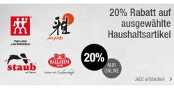 20% Rabatt auf die Marken Zwilling, Staub, Miyabi & Ballarini bei Galeria-Kaufhof