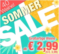 Weinvorteil Sommer Sale mit 40 reduzierten Weinen ab 2,99 Euro pro Flasche