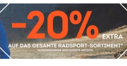 SportScheck Radsport Aktion mit 20% Rabatt auf alle nicht-reduzierten Radsport-Artikel!