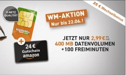 Klarmobil Smart 400 Tarif im Telekom-Netz mit 100 Min & 400MB für 2,99 Euro monatlich und dazu 24,- Euro Amazon Gutschein geschenkt!