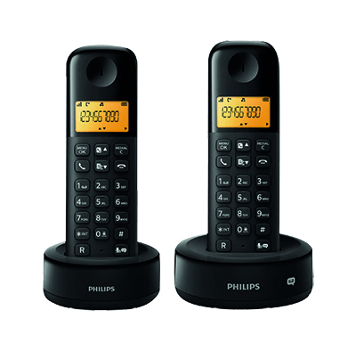 2er-Pack PHILIPS D1352B/38 Schnurlostelefon mit Anrufbeantworter für nur 22,- Euro