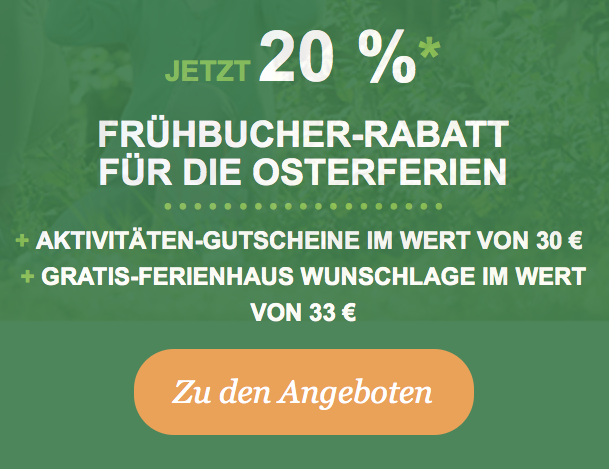 Osterferien 2019 jetzt bei Center Parcs buchen! 20% Frühbucher-Rabatt + Aktivitäten-Gutscheine + Wunschlage