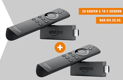 2x Amazon Fire TV Stick mit Alexa-Sprachfernbedienung für nur 57,20 Euro inkl. Versand