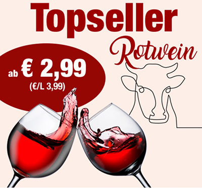 Top10 Rotweine bei Weinvorteil mit bis zu 67% Rabatt – ab 2,99 Euro pro Flasche (MBW: 6 Flaschen)