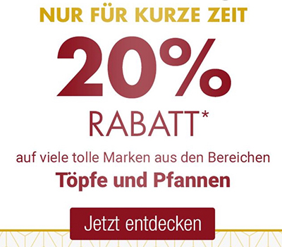 20% Rabatt auf Töpfe & Pfannen im Galeria Kaufhof Onlineshop