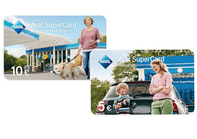 Aral SuperCard „Einkaufen & Tanken“ über 10,- Euro + Aral SuperCard „Waschen“ über 5,- Euro zusammen nur 9,- Euro