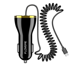 FLOVEME USB KFZ-Adapter wahlweise mit MicroUSB, USB Typ-C oder Lightning Kabel für je 2,99 Euro