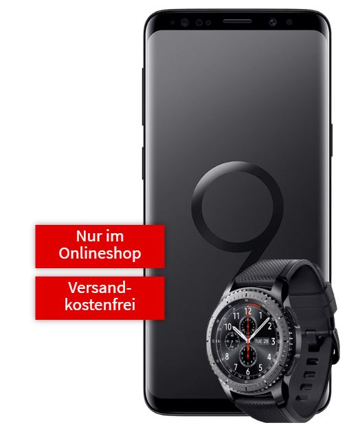 MD Vodafone Flat Allnet Comfort (Telefon Flat, 1GB Datenvolumen) für mtl. 26,99 Euro + SAMSUNG Galaxy S9 Dual-SIM 64GB + Samsung Gear S3 Frontier für einmalig 49,- Euro