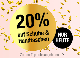 Nur heute: 20% Rabatt auf Schuhe und Handtaschen für Damen und Herren im Galeria Kaufhof Onlineshop