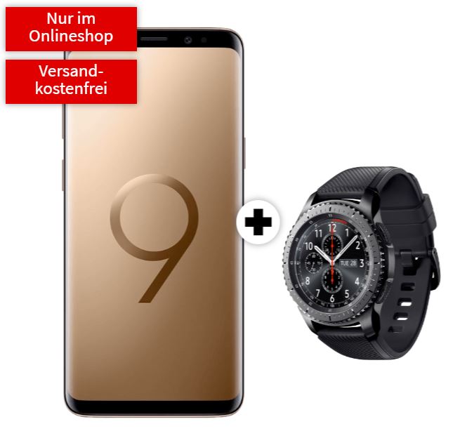 Samsung Galaxy S9 mit Gear S3 Frontier Smartwatch für nur 4,99 Euro + MD Telekom Flat Allnet Plus (2GB Daten und Telefon Flat) nur 26,99 Euro monatlich