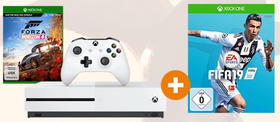 MICROSOFT Xbox One S 1TB mit Forza Horizon 4 + FIFA 19 für nur 259,- Euro inkl. Versand