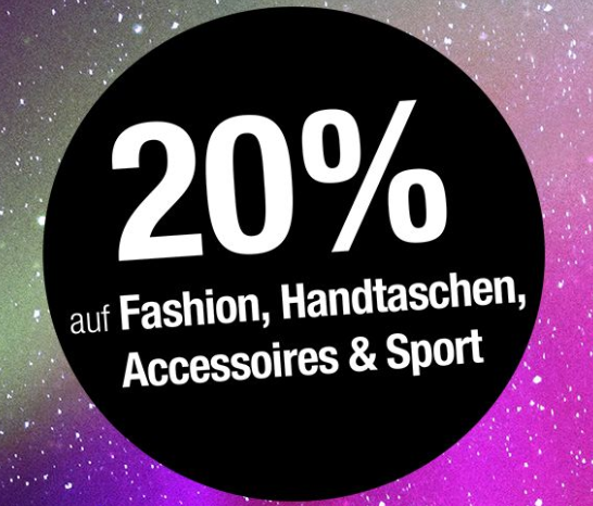 20 % Rabatt auf Bekleidung, Sport, Accessoires und Handtaschen