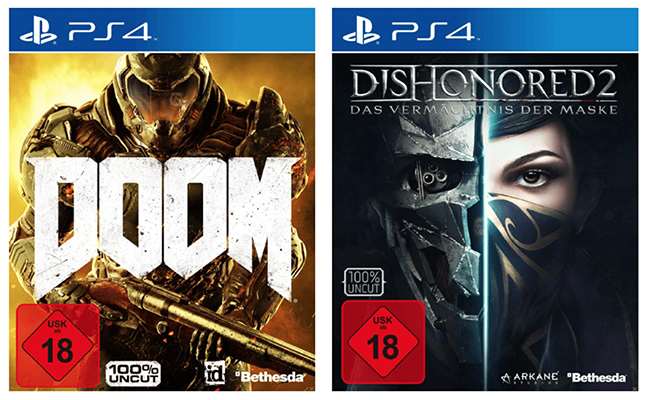 DOOM (Day One Edition) + Dishonored 2 für die PS4 für nur 18,- Euro inkl. Versand