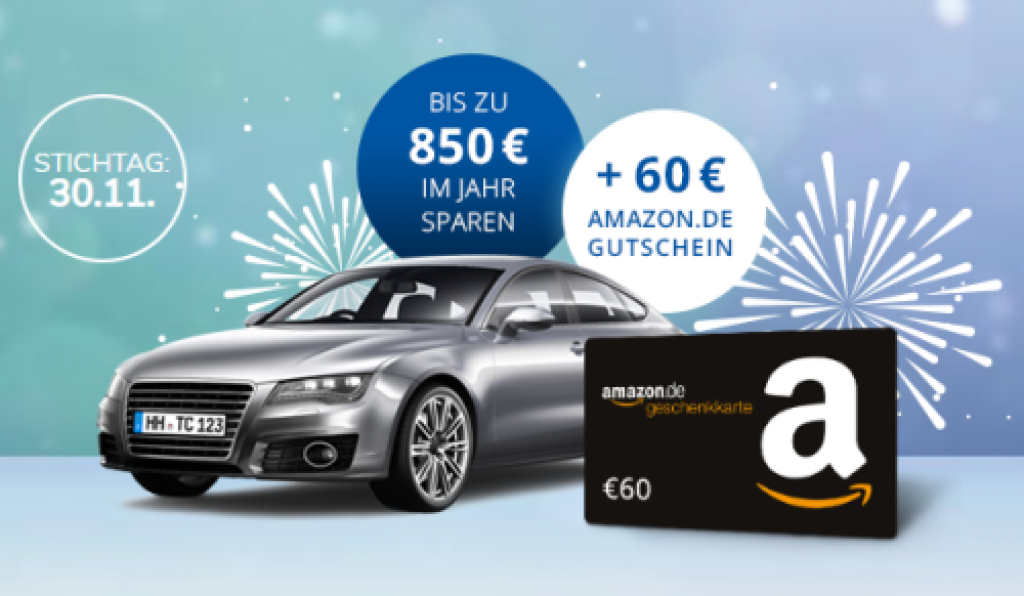 Noch bis zum 30. November KFZVersicherung wechseln und 60, Euro Amazon Gutschein abstauben