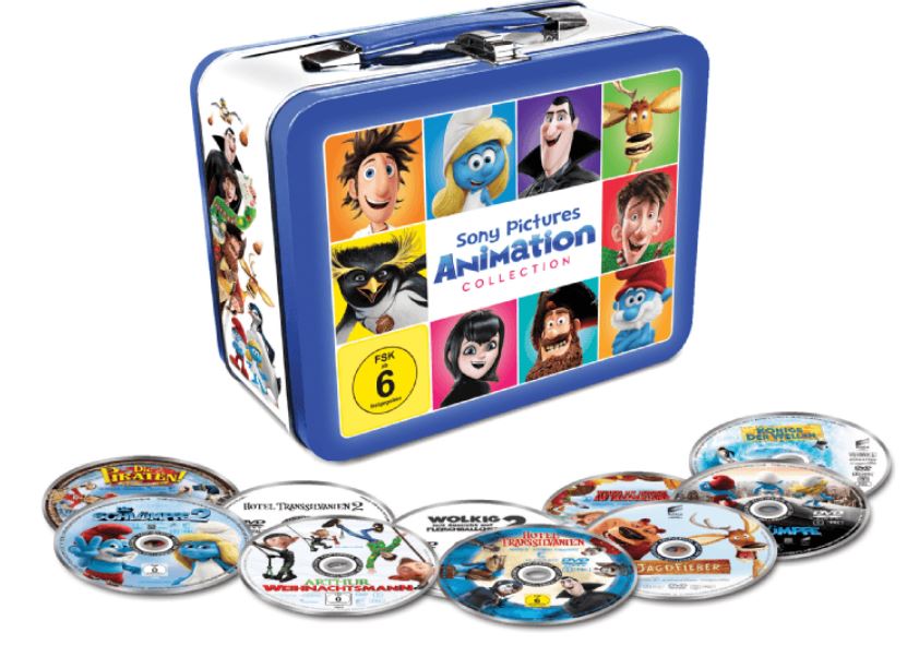 Sony Pictures Animations-Filmhits im limitiertem Koffer (10 DVDs) mit u.a. Hotel Transsilvanien und Wolkig mit Aussicht auf Fleischbällchen für nur 17,99 Euro inkl. Versand