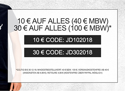 Bis zu 30,- Euro Extra-Rabatt auf alle Artikel bei Jeans-Direct im Online-Shop