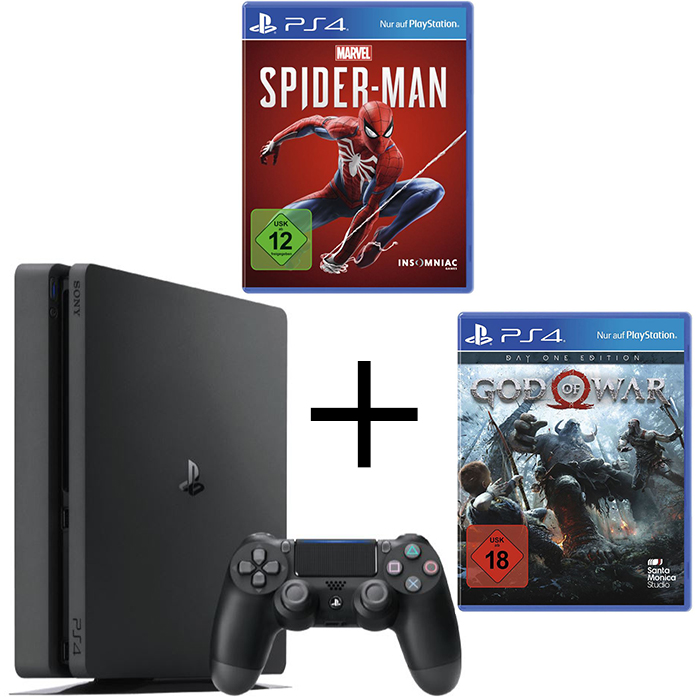 SONY PlayStation 4 Slim (1TB) + God of War – Day One Edition + Marvels Spider-Man ab 324,- Euro inkl. Versand
