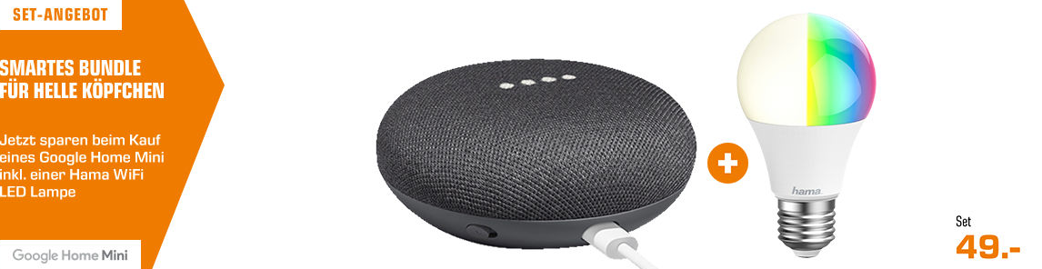 Top! Google Home Mini + HAMA WIFI LED E27 nur 49,- Euro (statt 65,- Euro)