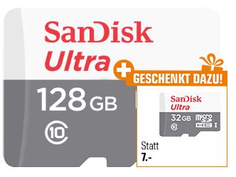 SANDISK Ultra microSDXC Speicherkarte (128 GB) + SANDISK Ultra microSDXC Speicherkarte (32 GB) für nur 14€