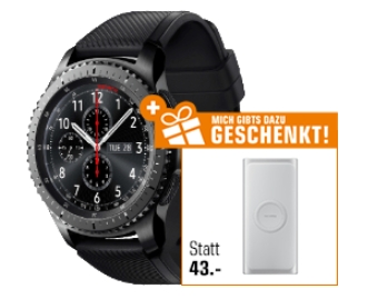 SAMSUNG Gear S3 Frontier Smartwatch + Samsung EB-U1200CSEGWW Powerbank für nur 179,- Euro