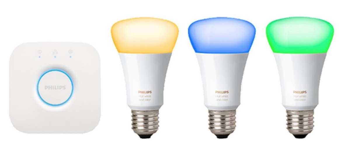 PHILIPS Hue White und Color Ambiance Starter Kit mit 3 E27 LEDs + Bridge für 99,- Euro inkl. Versand