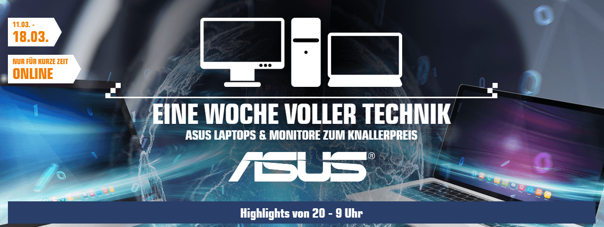 Eine Woche voller Technik – ASUS Laptops & Monitore zu Knallerpreisen