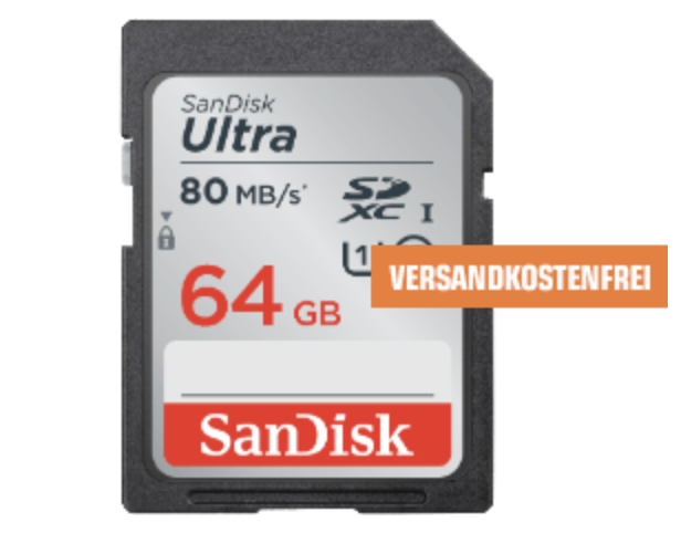 SANDISK Ultra SDXC Speicherkarte 64 GB für nur 12,- Euro inkl. Versand