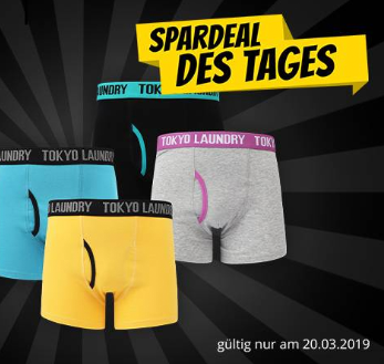 Viele verschiedenen Tokyo Laundry Boxershorts im Doppelpack für nur 3,33 Euro